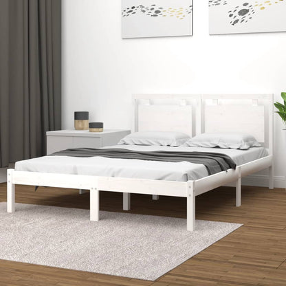Bed Frame without Mattress White 200x200 cm Solid Wood