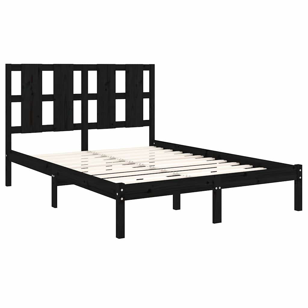 Bed Frame | Black | Solid pine wood, Plywood | 140 x 190 cm