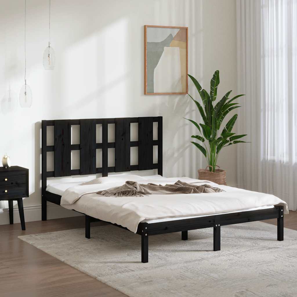 Bed Frame | Black | Solid pine wood, Plywood | 140 x 190 cm
