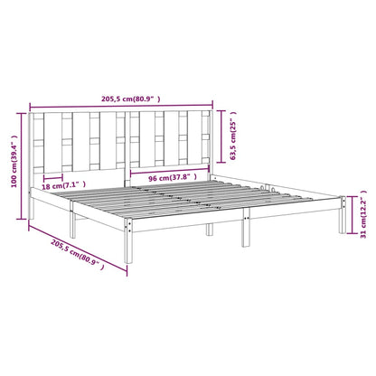 Bed Frame without Mattress Grey 200x200 cm Solid Wood Pine