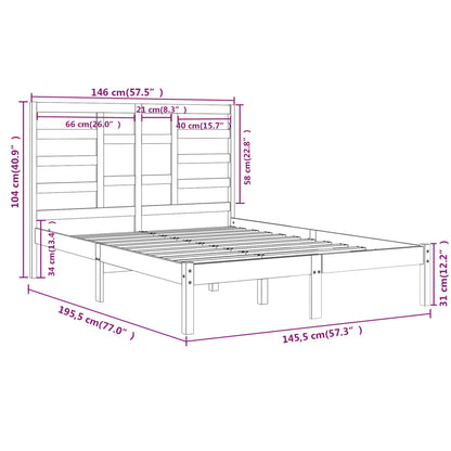Bed Frame without Mattress Black Solid Wood 140x190 cm