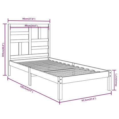 Bed Frame without Mattress Solid Wood 90x190 cm Single