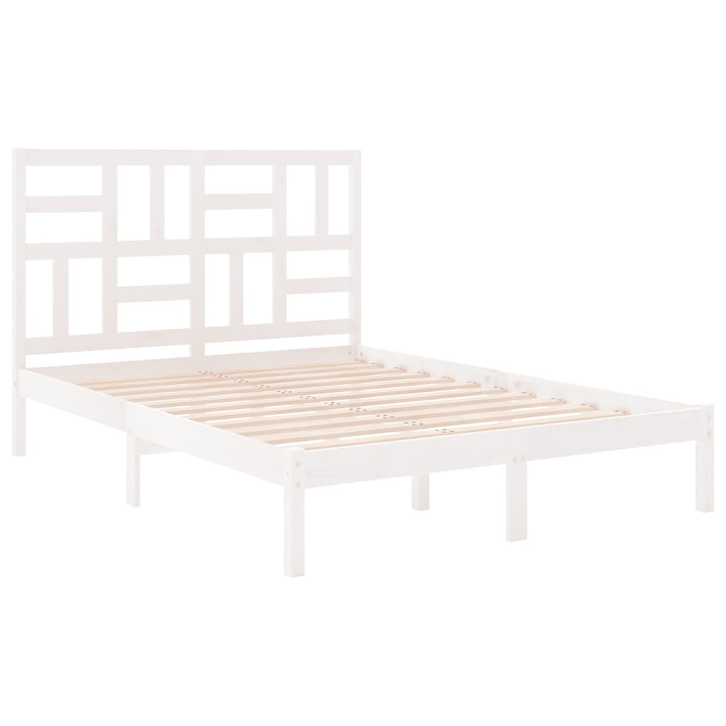 Bed Frame without Mattress White Solid Wood 140x200 cm