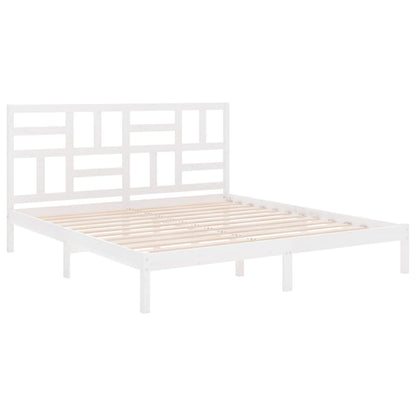 Bed Frame without Mattress White Solid Wood 180x200 cm Super King