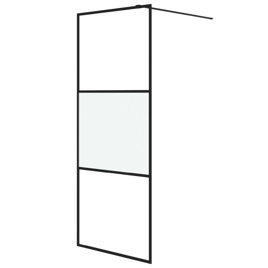 Walk-in Shower Wall Black 80x195 cm Half Frosted ESG Glass