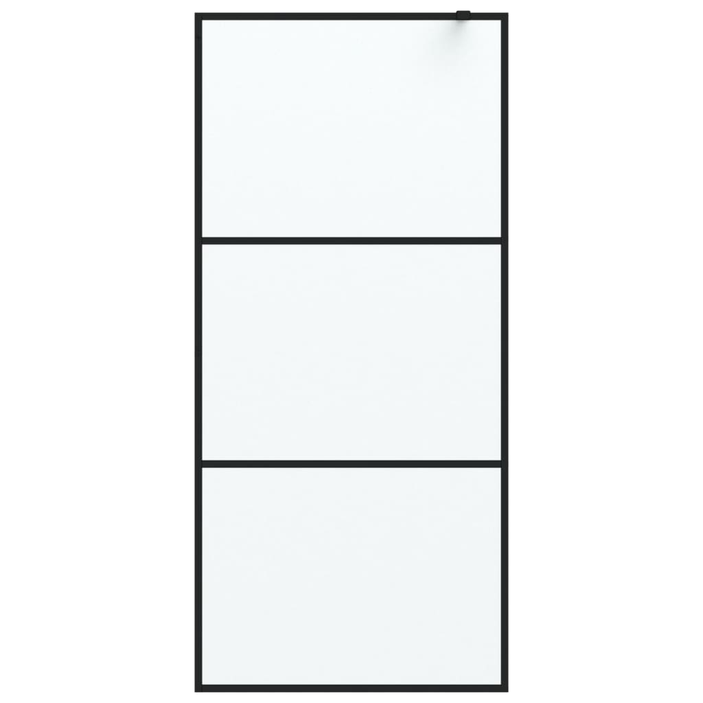 Walk-in Shower Wall Black 90x195 cm Frosted ESG Glass