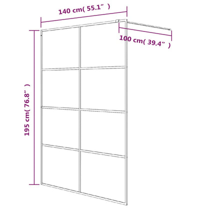 Walk-in Shower Wall White 140x195 cm Clear ESG Glass