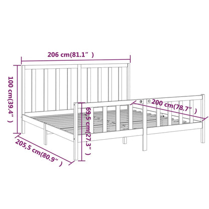Bed Frame without Mattress Black 200x200 cm  Solid Wood Pine