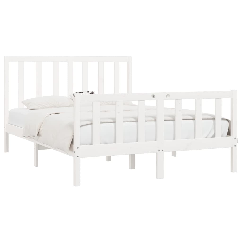 Bed Frame without Mattress White 140x200 cm Solid Wood