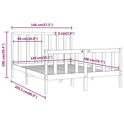 Bed Frame without Mattress White 140x200 cm Solid Wood