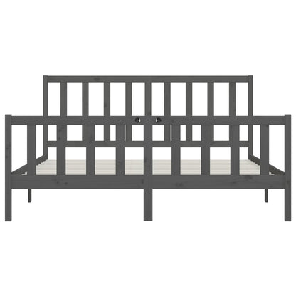 Bed Frame | Grey | Solid Pine Wood | 200x200 cm | Durable | Bed Frame