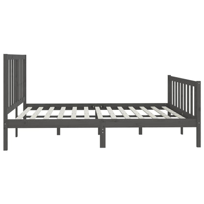 Bed Frame | Grey | Solid Pine Wood | 200x200 cm | Durable | Bed Frame