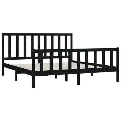 Bed Frame | Black | Solid pine wood | 200x200 cm | Durable | Bed Frame