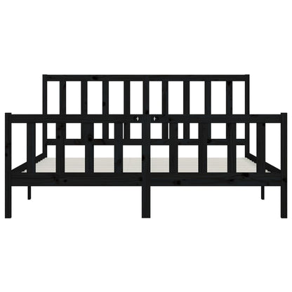 Bed Frame | Black | Solid pine wood | 200x200 cm | Durable | Bed Frame