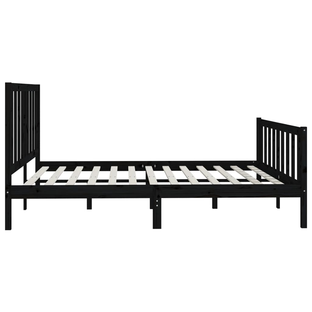Bed Frame | Black | Solid pine wood | 200x200 cm | Durable | Bed Frame