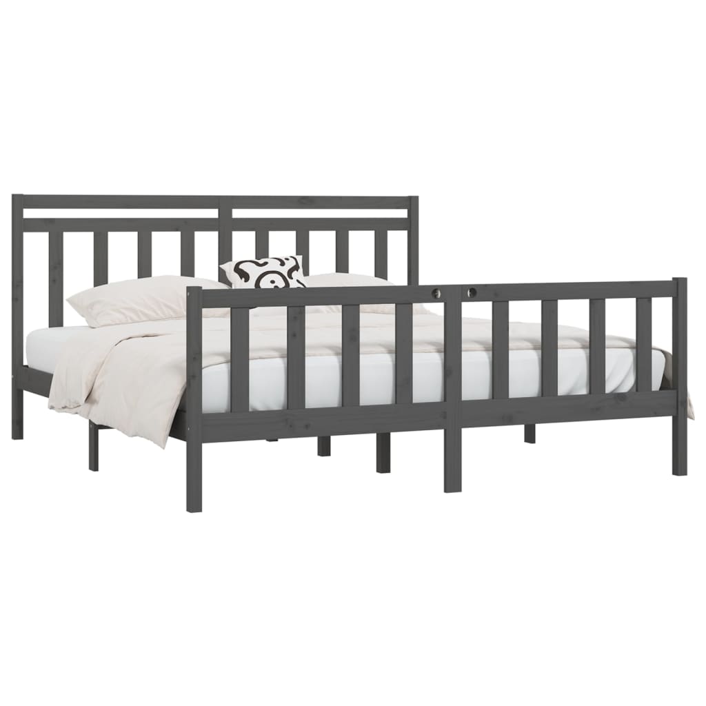 Bed Frame | Grey | Solid pinewood | Double | Classic/Traditional