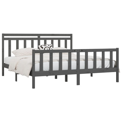 Bed Frame | Grey | Solid pinewood | Double | Classic/Traditional