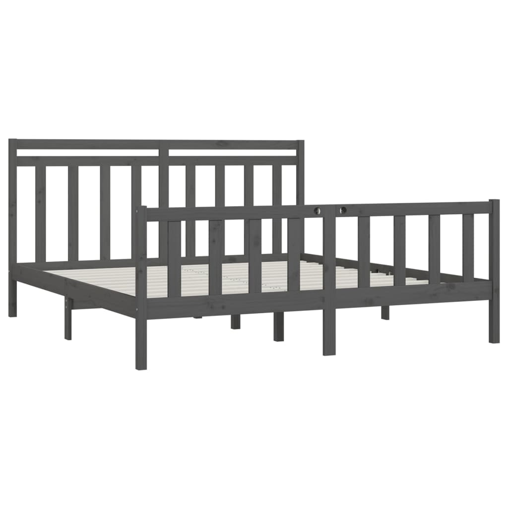 Bed Frame | Grey | Solid pinewood | Double | Classic/Traditional