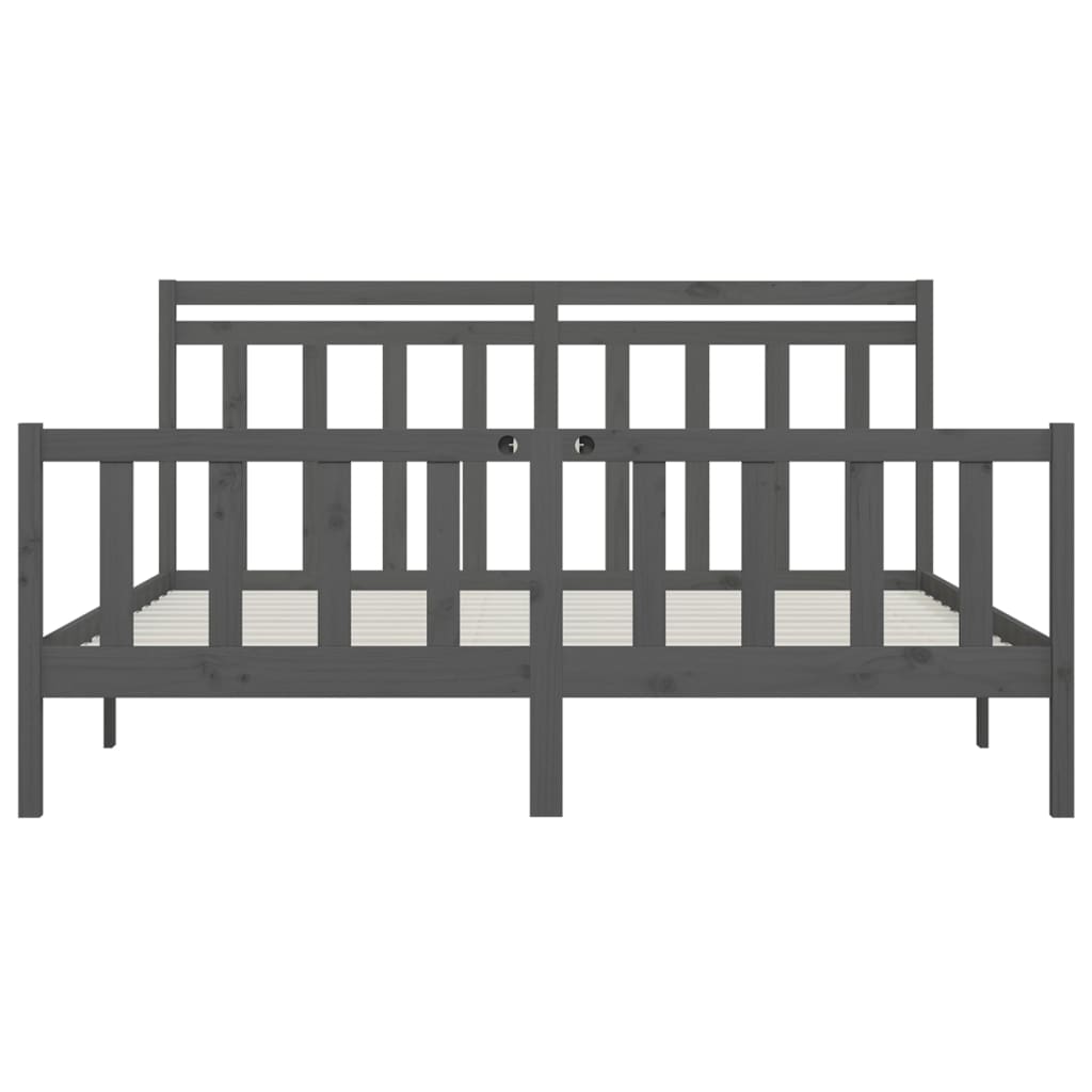 Bed Frame | Grey | Solid pinewood | Double | Classic/Traditional
