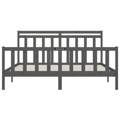 Bed Frame | Grey | Solid pinewood | Double | Classic/Traditional