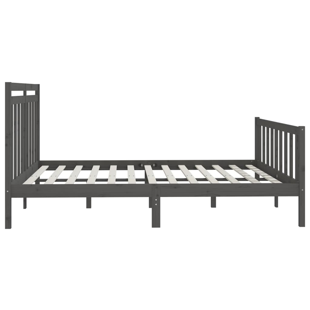 Bed Frame | Grey | Solid pinewood | Double | Classic/Traditional