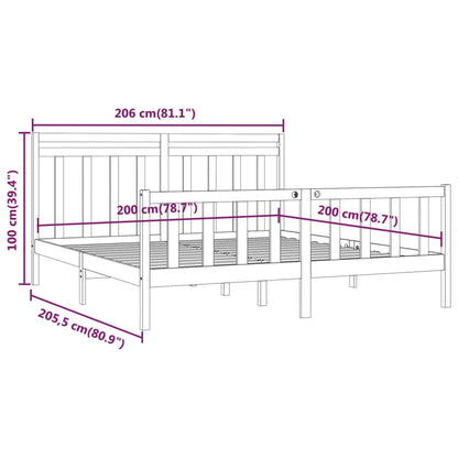 Bed Frame | Grey | Solid pinewood | Double | Classic/Traditional