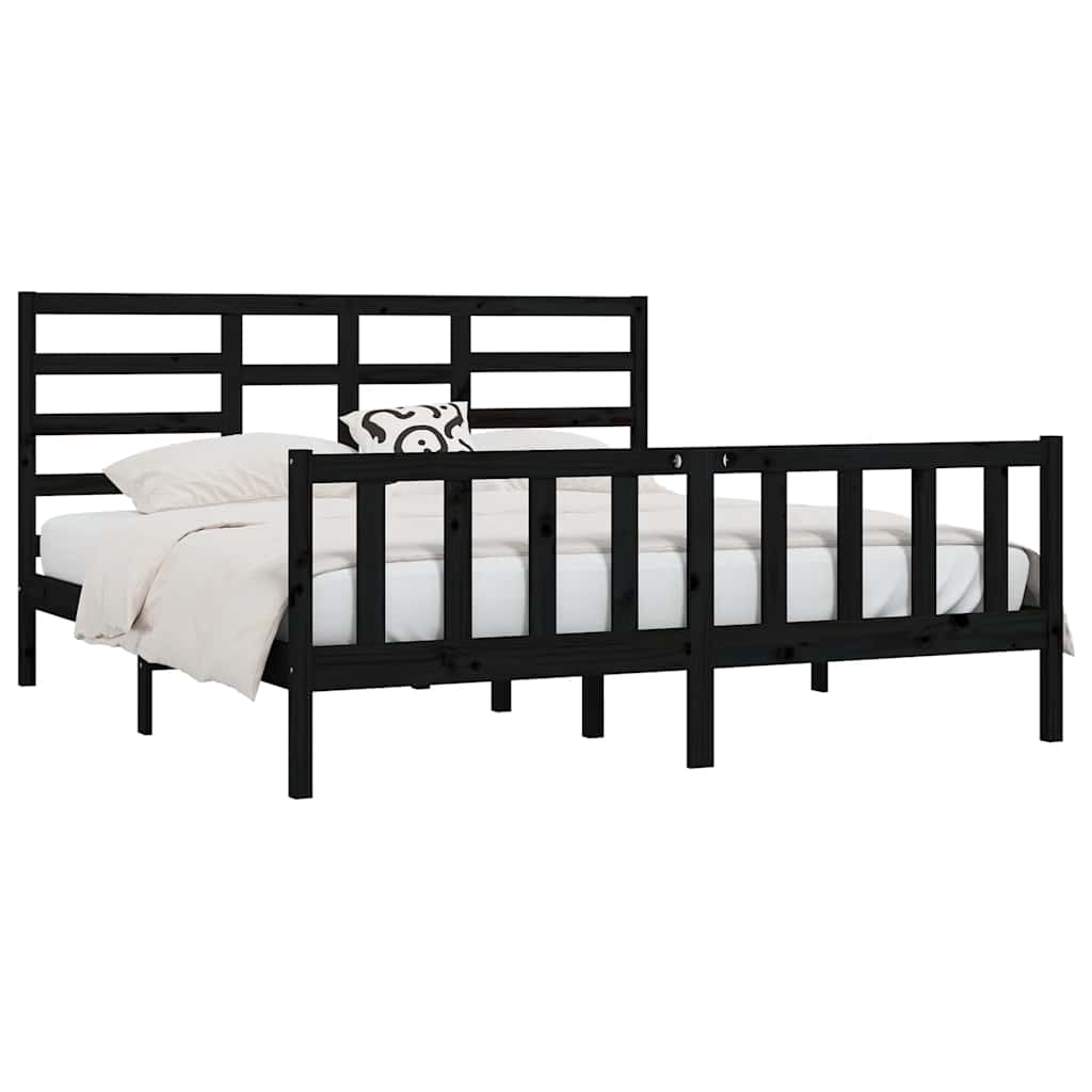 Bed Frame | Black | Solid pine wood for frame, plywood for slats