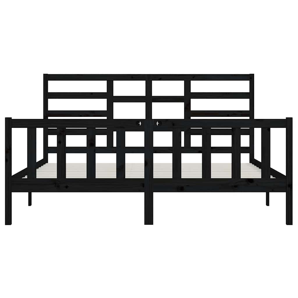 Bed Frame | Black | Solid pine wood for frame, plywood for slats