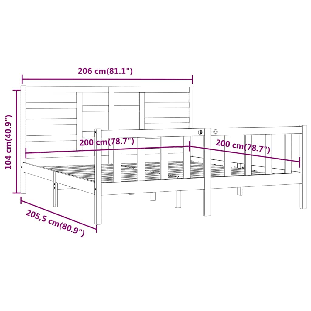 Bed Frame | Black | Solid pine wood for frame, plywood for slats
