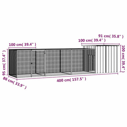 Chicken Cage Grey 400x91x100 cm Galvanised Steel