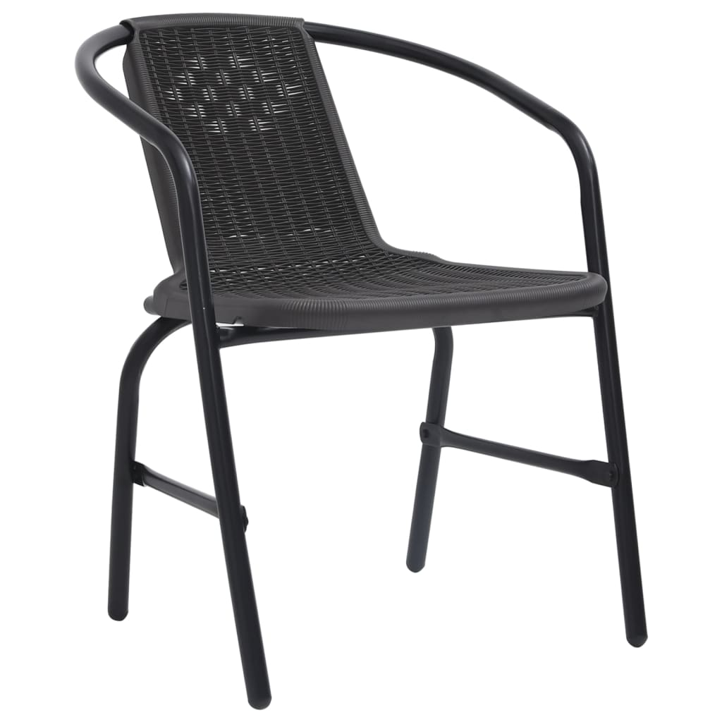 Garden Chair | Set of 4 | Black | Plastic rattan | Standard | Stackable