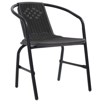 Garden Chair | Set of 4 | Black | Plastic rattan | Standard | Stackable
