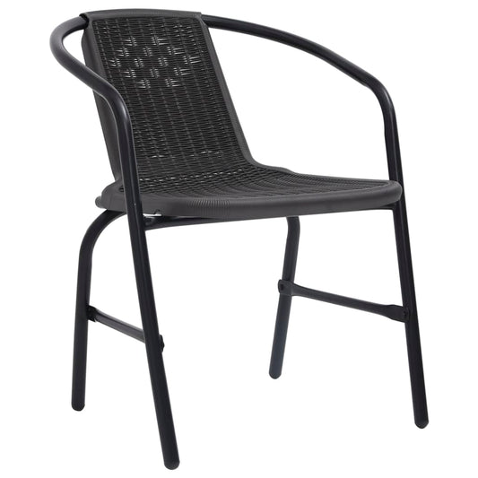 Garden Chair | Set of 4 | Black | Plastic rattan | Standard | Stackable