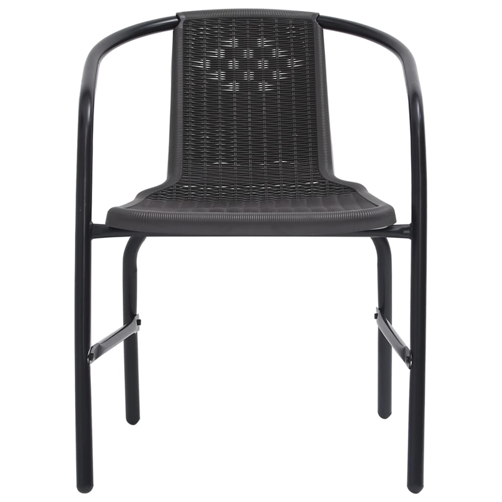 Garden Chair | Set of 4 | Black | Plastic rattan | Standard | Stackable