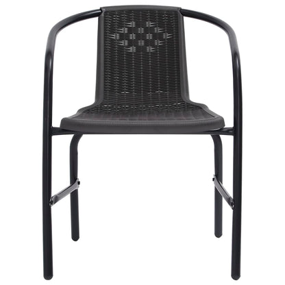 Garden Chair | Set of 4 | Black | Plastic rattan | Standard | Stackable