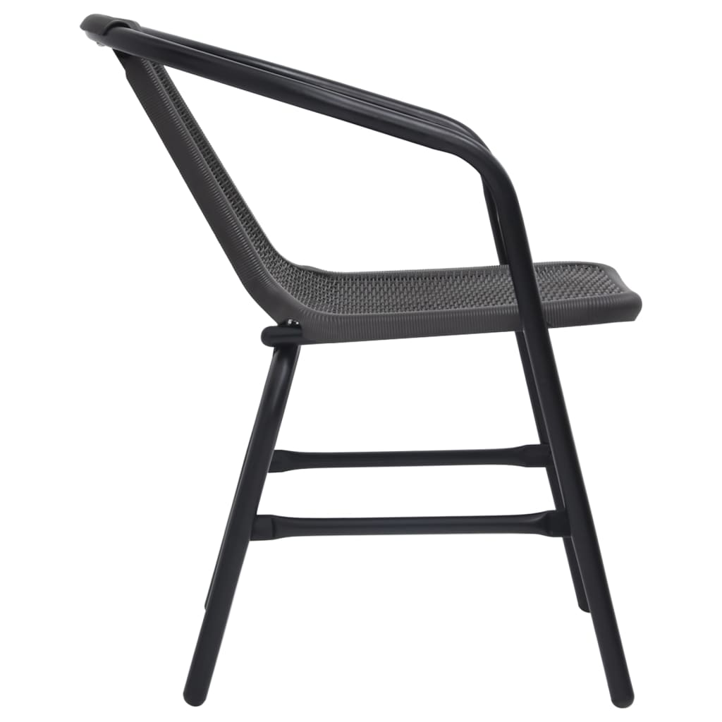 Garden Chair | Set of 4 | Black | Plastic rattan | Standard | Stackable