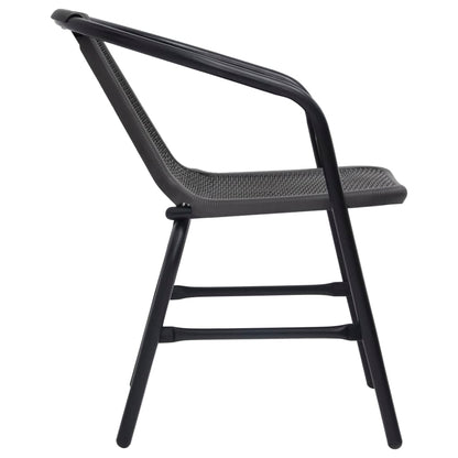 Garden Chair | Set of 4 | Black | Plastic rattan | Standard | Stackable