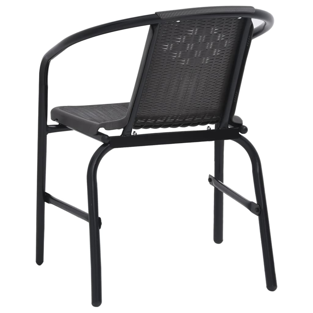 Garden Chair | Set of 4 | Black | Plastic rattan | Standard | Stackable