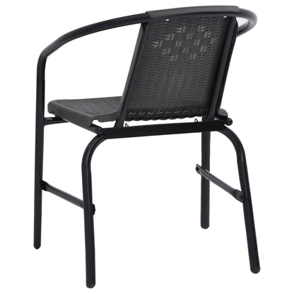 Garden Chair | Set of 4 | Black | Plastic rattan | Standard | Stackable