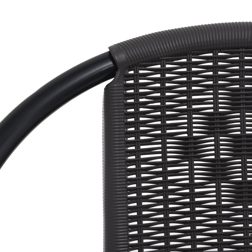 Garden Chair | Set of 4 | Black | Plastic rattan | Standard | Stackable