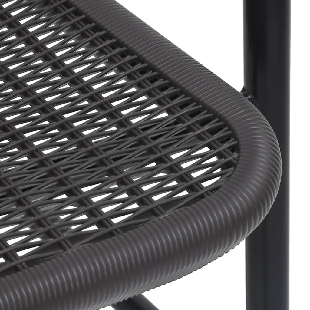 Garden Chair | Set of 4 | Black | Plastic rattan | Standard | Stackable