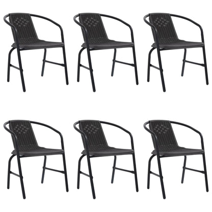 Garden Chair | Set of 6 | Black | Plastic rattan, steel | Standard
