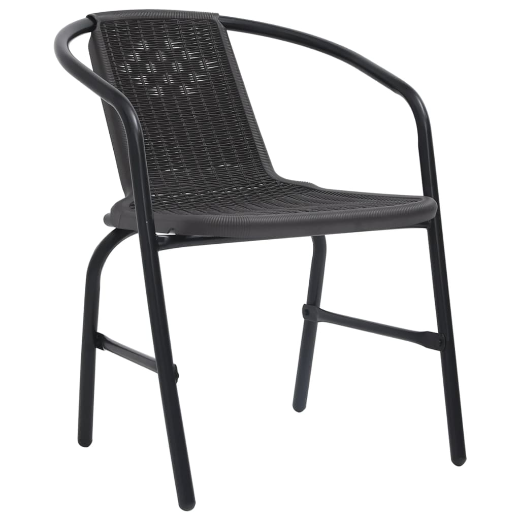 Garden Chair | Set of 6 | Black | Plastic rattan, steel | Standard