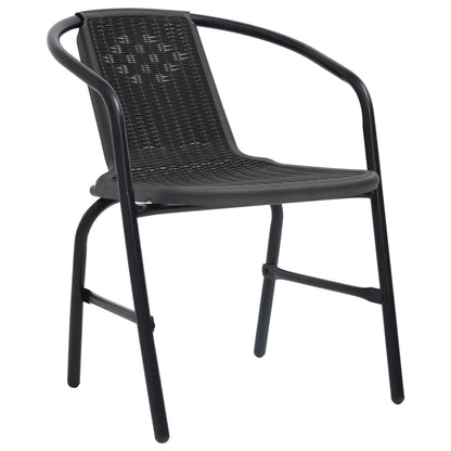 Garden Chair | Set of 6 | Black | Plastic rattan, steel | Standard