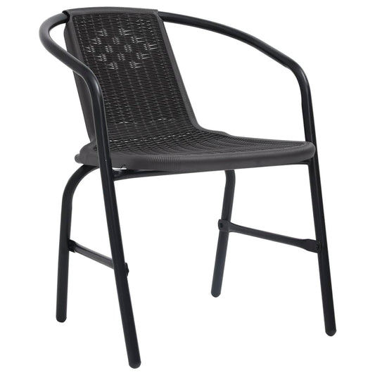 Garden Chair | Set of 6 | Black | Plastic rattan, steel | Standard