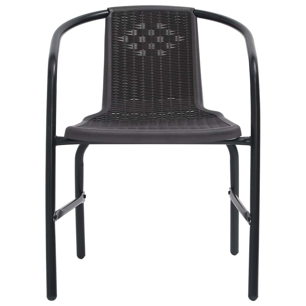 Garden Chair | Set of 6 | Black | Plastic rattan, steel | Standard