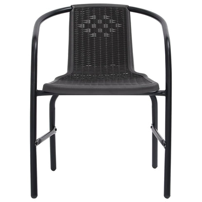 Garden Chair | Set of 6 | Black | Plastic rattan, steel | Standard