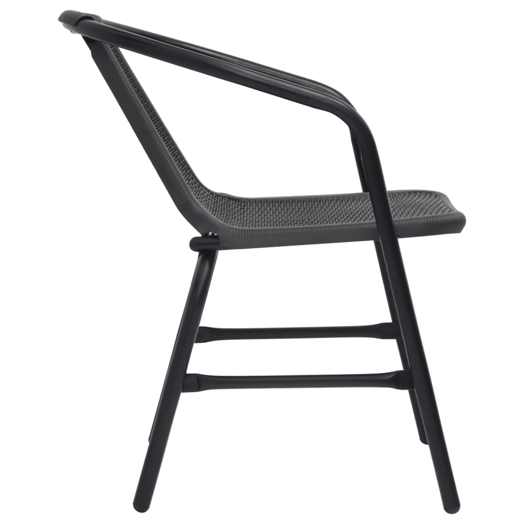 Garden Chair | Set of 6 | Black | Plastic rattan, steel | Standard