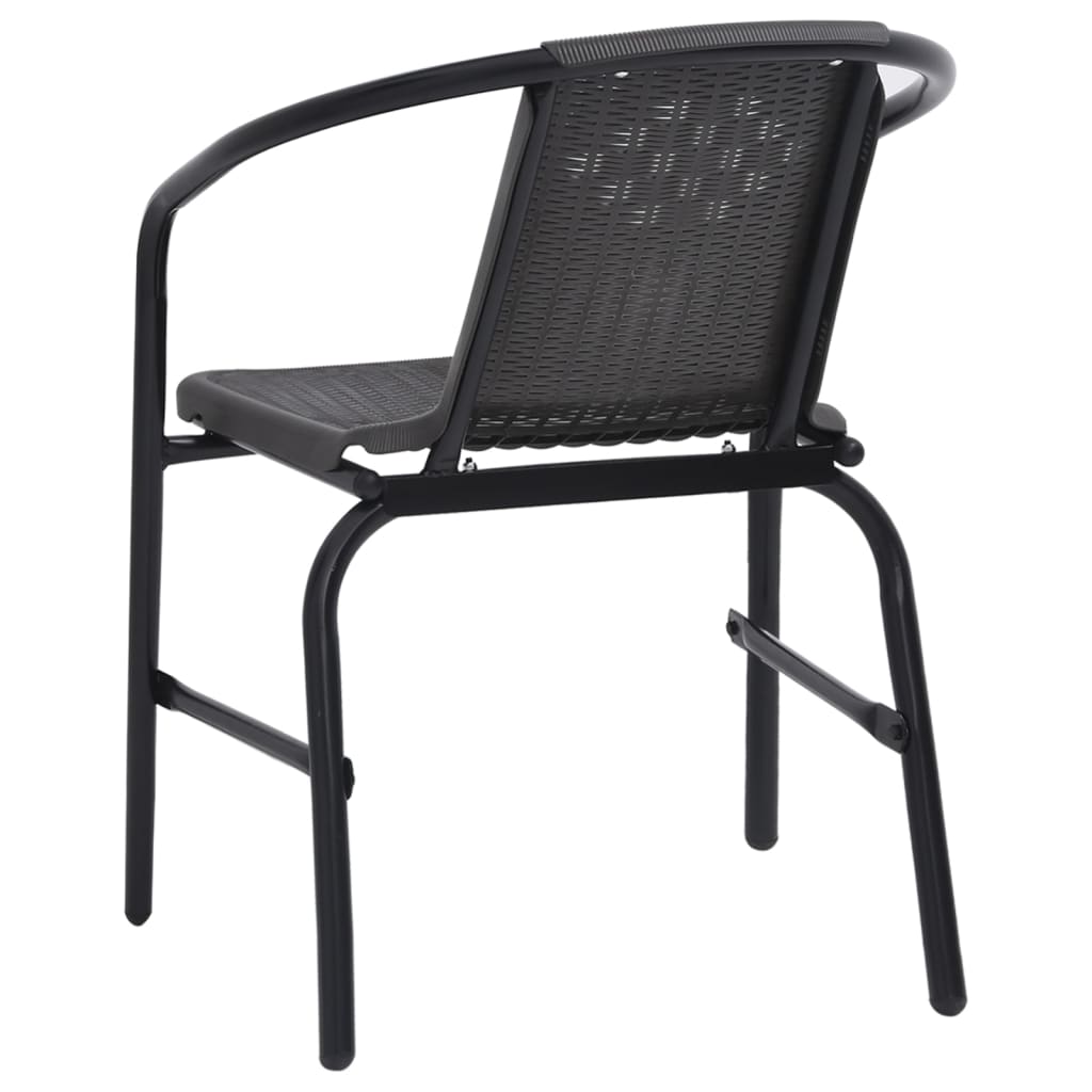 Garden Chair | Set of 6 | Black | Plastic rattan, steel | Standard