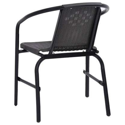 Garden Chair | Set of 6 | Black | Plastic rattan, steel | Standard